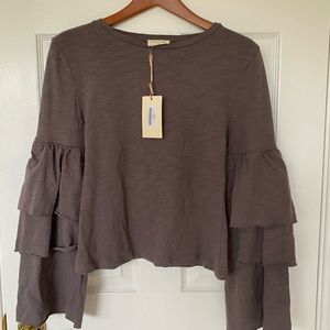 JOYFOLIE MIAJOY girls ruffle long sleeve shirt Gray size 14